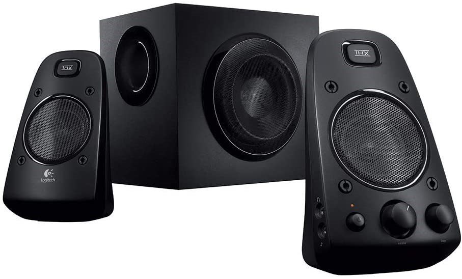 LOGITECH Speaker System with Subwoofer, Black, Model Z623. NB: Not turning