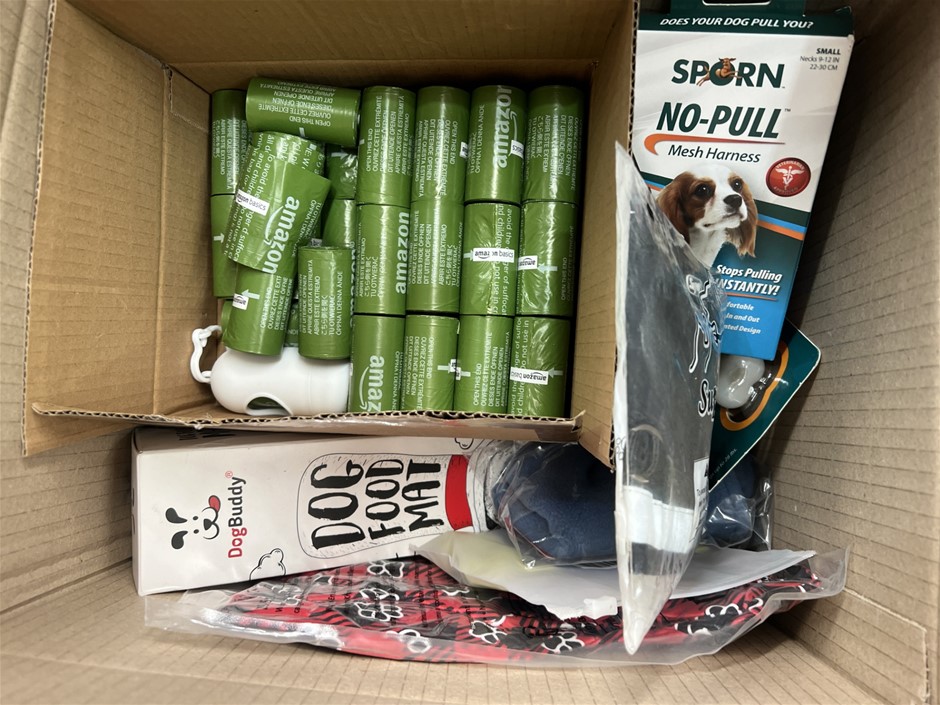 16 x Assorted Dog products; Incl. Poop Bags, harness, Mat, Chew Toys & More