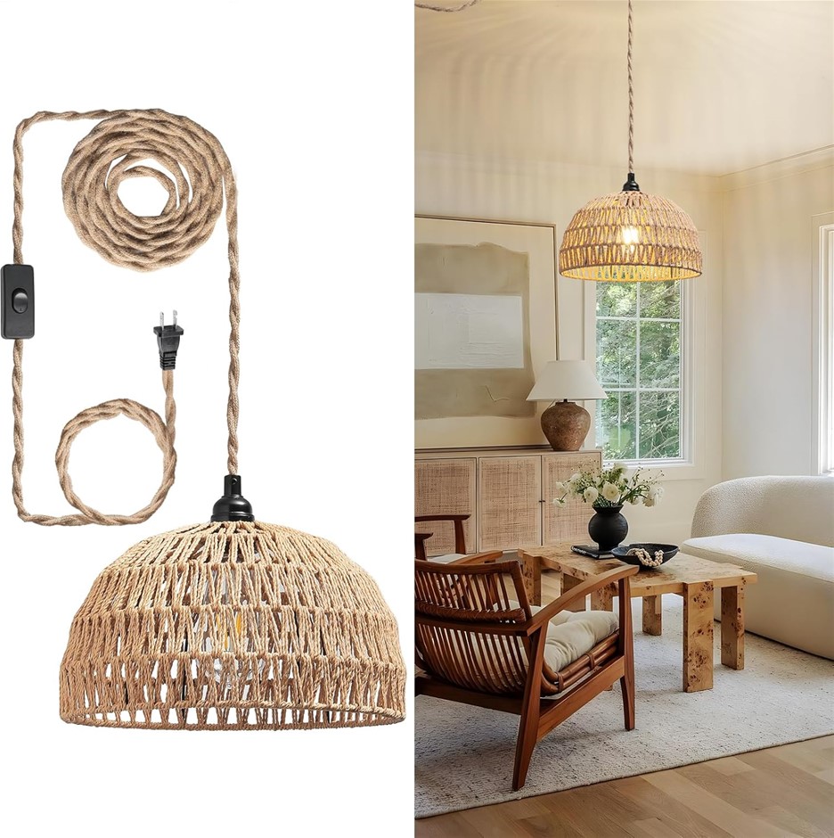 RATTAN Hanging Lamp,Boho Pendant Lights.