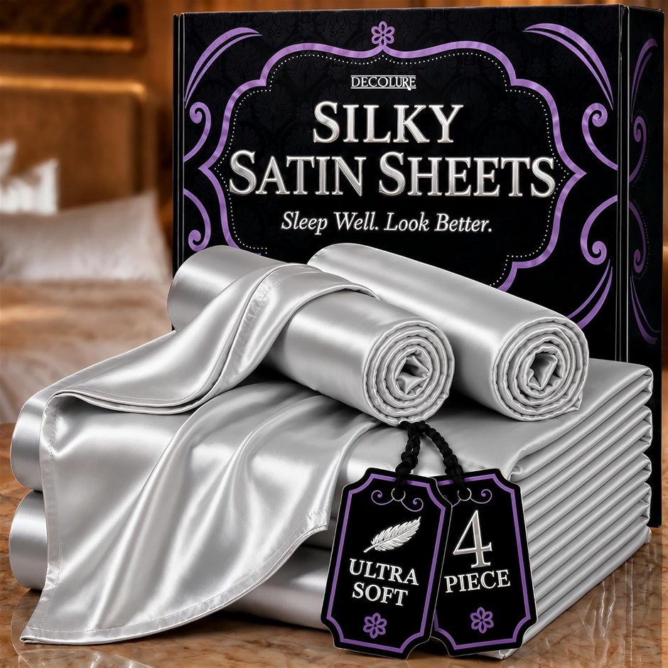 DECOLURE Satin Sheets Set Queen 4pcs