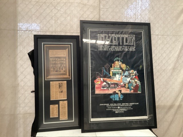 Framed Led Zeppelin Memorabilia