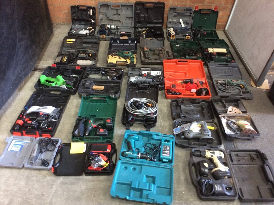 Mixed Brand Power Tools With Carry Cases