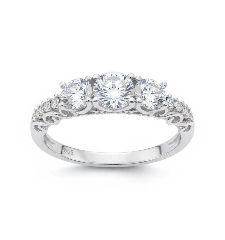 GRA Moissanite white 18k white Gold Vermeil Ring -7US