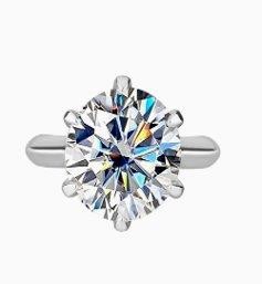 5.0ct GRA Moissanite white 18k white Gold Vermeil Ring -7US