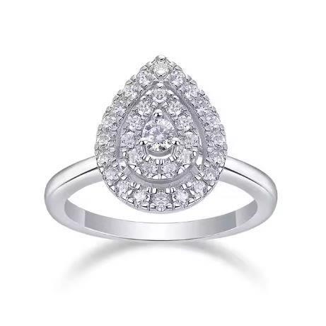 GRA Moissanite white 18k white Gold Vermeil Ring -7US