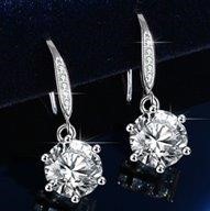 2.0ct GRA Moissanite white 18k Solid white Gold Vermeil Earring