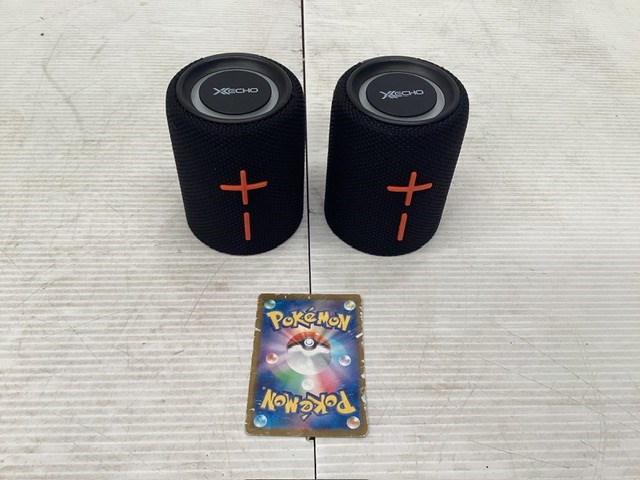 <p>Xecho Portable Bluetooth Speakers And Pokemon Trading Card </p>