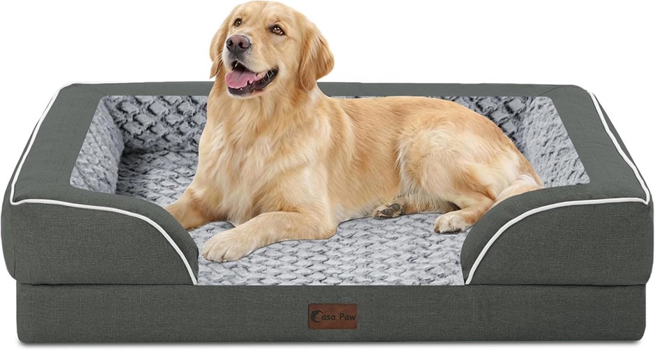 Memory Foam Dog Bed with Bolsters, Cooling Orthopedic Dog Bed, Waterproof w