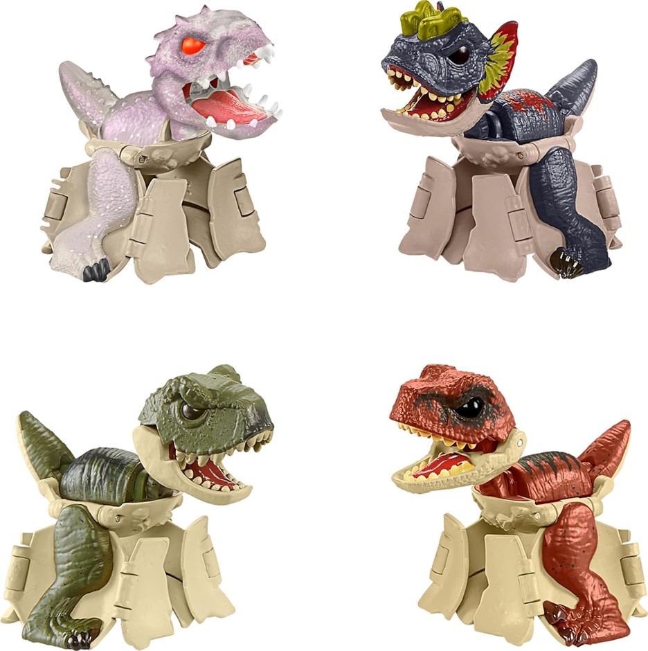 Mattel Jurassic World 4-Pack Egg to Dinosaur Transforming Toys, Hidden Hatc