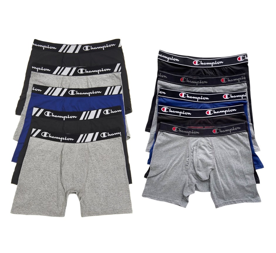 5 x CHAMPION Men's Boxer Underwears, Size 2XL, Assorted Colours. NB: image