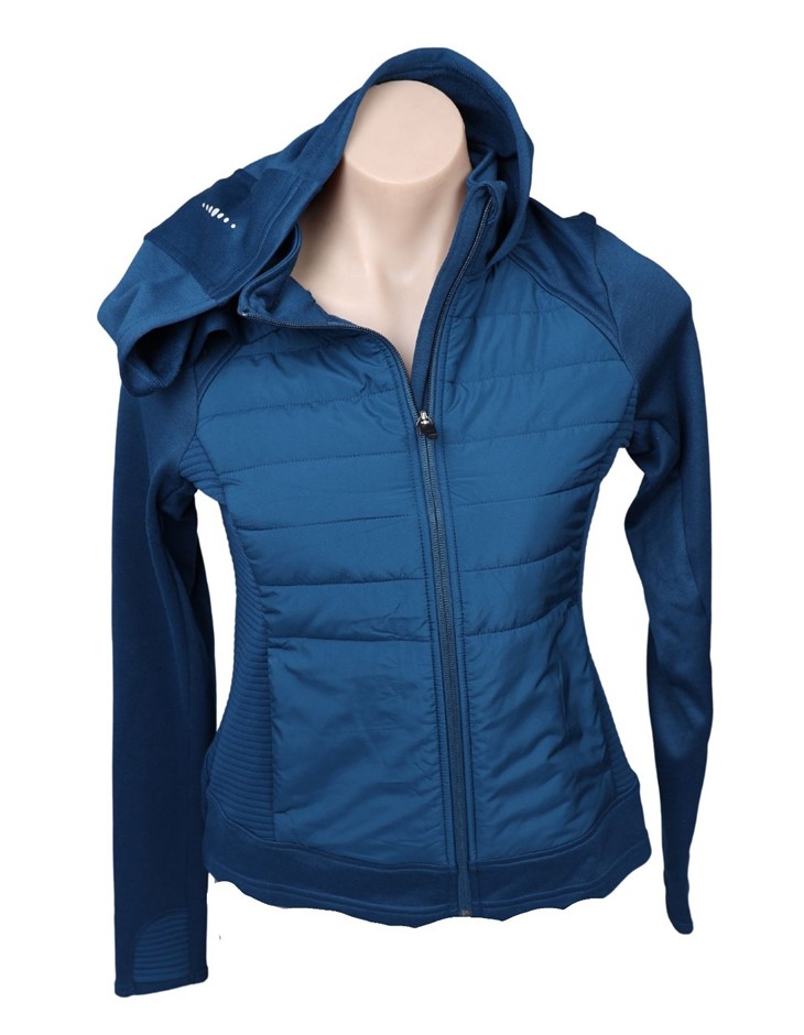 TUFF Women's Hybrid Fleece-Lined Running Jacket, Size S, Dark Cyan/Blue. B