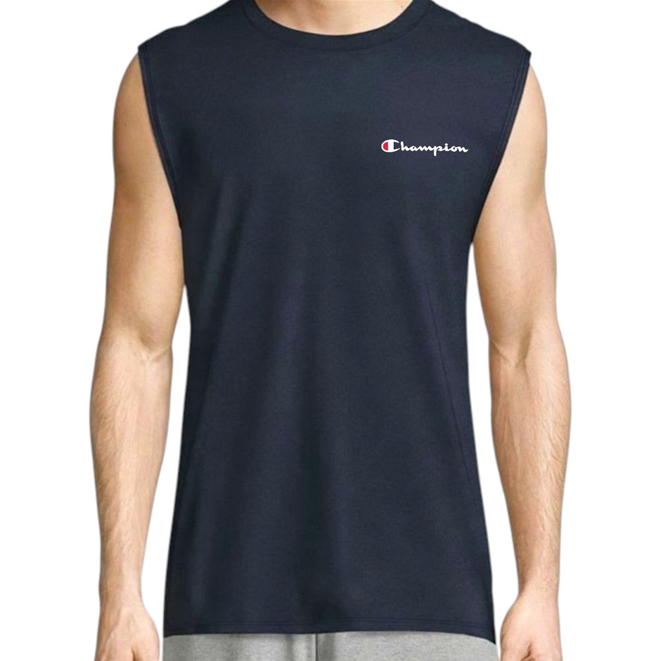2 x CHAMPION Men's Leg Script Muscle Tank, Size S, Navy (NVY), MT065G. Buy