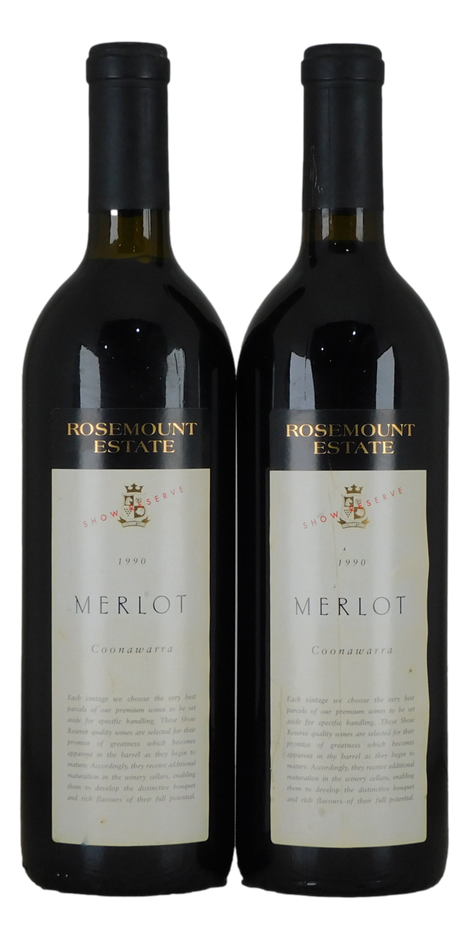 Rosemount Estate Show Reserve Merlot 1990 (2x 750mL), Coonawarra.