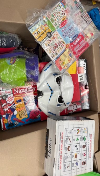 Assorted Childrens Toys, includes Star Wars Mask, Bubble machine, Wednesday