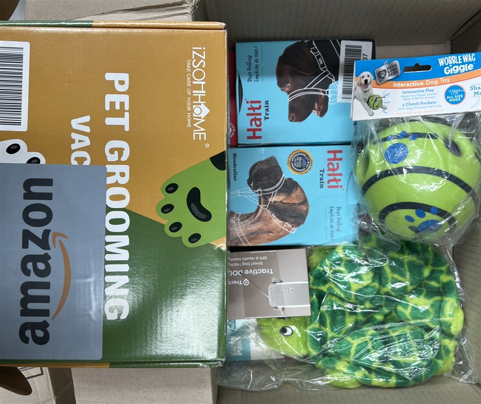6 x Assorted Dog Products; Incl. Pet Grooming Vac, Head Collar, Toys & More