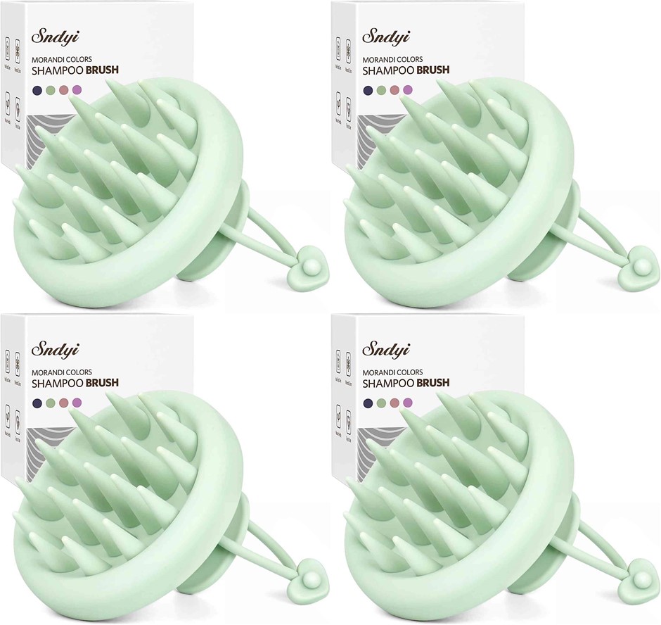 4 x Sndyi Silicone Scalp Massager Shampoo Brush, Hair Scrubber with Soft Si