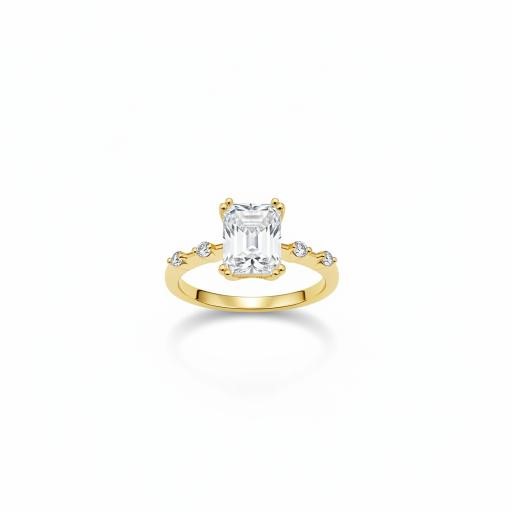 14K/Italy 2.0ct Emerald Cut Yellow Gold Filled Ring(stamped)-9US