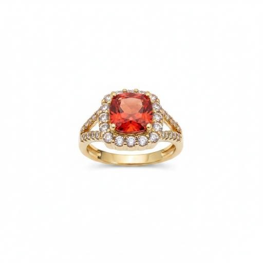 18K/Italy 2.5ct Ruby Princess Cut Yellow Gold Filled Ring(stamped)-9US