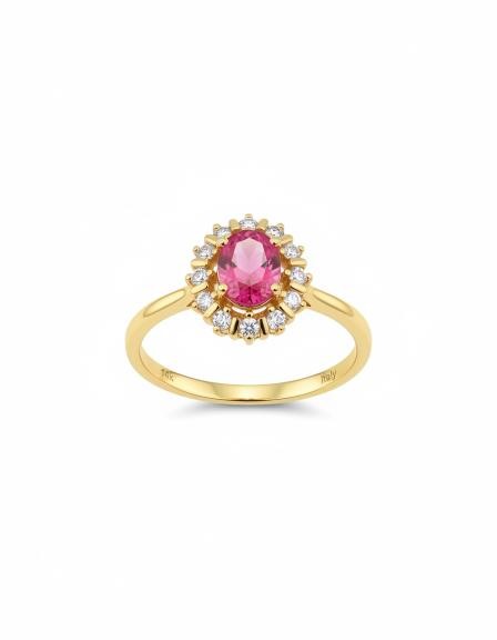 14K/Italy 1.5ct Ruby Oval cut Yellow Gold Filled Ring(stamped)-7US