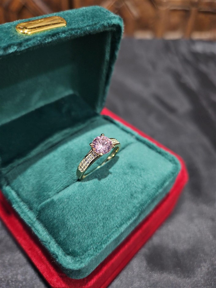 14K/Italy 1.0ct Pink Yellow Gold Filled Ring(stamped)Warranty Quality-9US