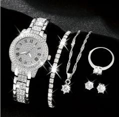 6-Piece Jewellery Set.Watch, Necklace, Bracelet, Ring & Earrings(with Box)