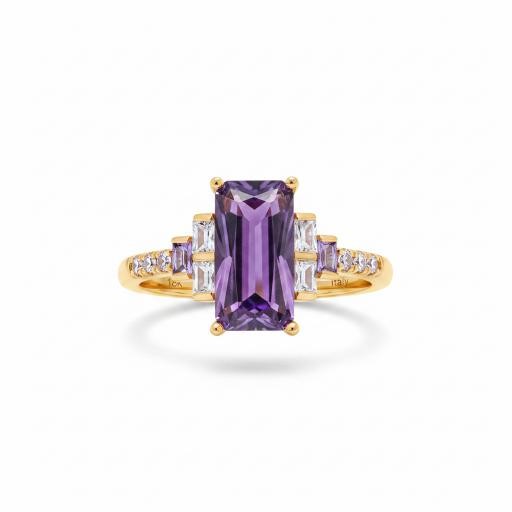 18K/Italy 5.0ct Emerald Cut Yellw Gold Filled Ring(stamped)-10US