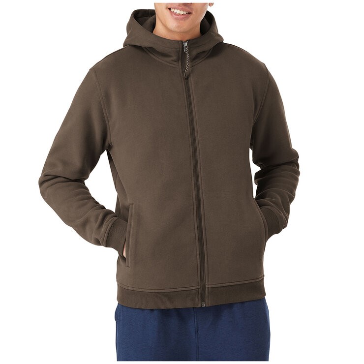 SIGNATURE Men's Zip Hoodie, Size XL, Brown.