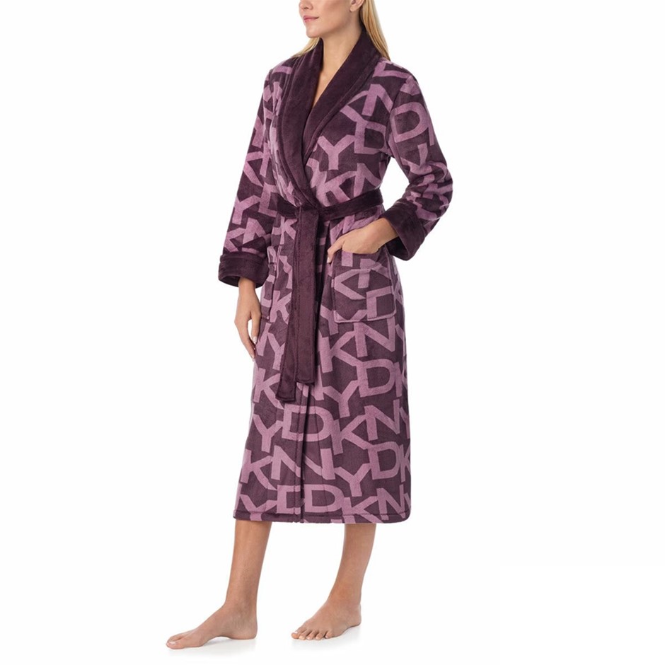 DKNY Women's Plush Shawl Collar Robe, Size XL, Purple. NB: may have been wo