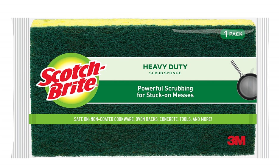 38 x SCOTCH-BRITE 1pk Heavy Duty Scrub Sponge, 111mm x 66mm x 17mm Each.