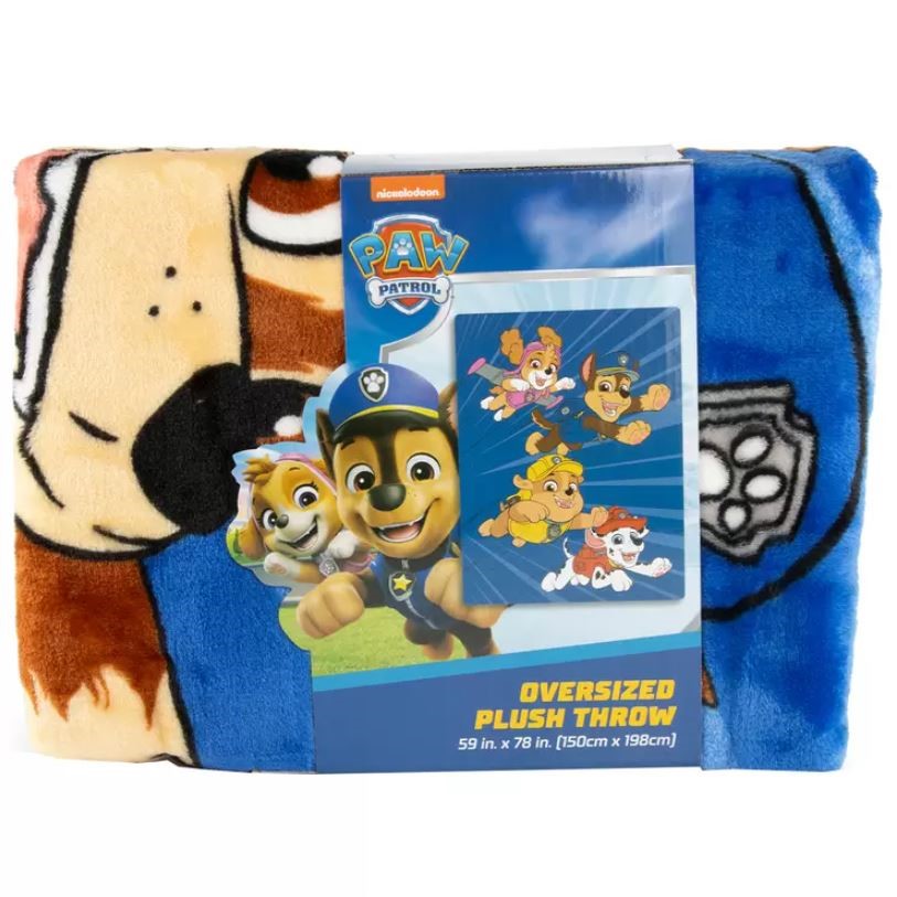 PAW PATROL Oversized Plush Blanket Throw, 150cm x 198cm. N.B: Shop soiled/s