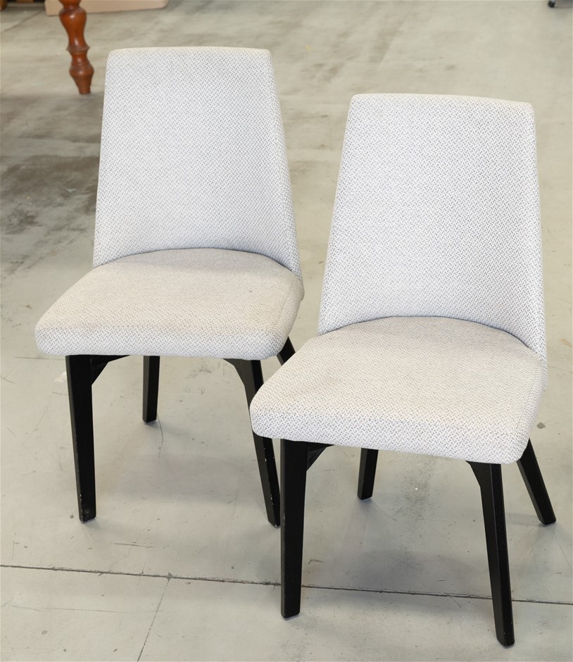 2 x MORAN Dining Chairs. N.B: minor stains & minor damage to chair leg.