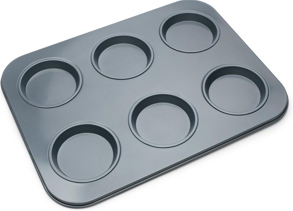 FOX RUN Non-Stick 6-Cup Large Shallow Muffin Pan.