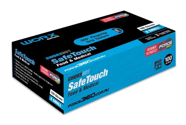 10 Boxes of 100 x FORCE360 SafeTouch Food & Medical Disposable Nitrile Glov