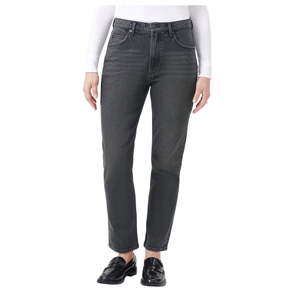 SIGNATURE Women's High-Rise Straight Jean, Size 2, 99% Cotton, Black. Buye