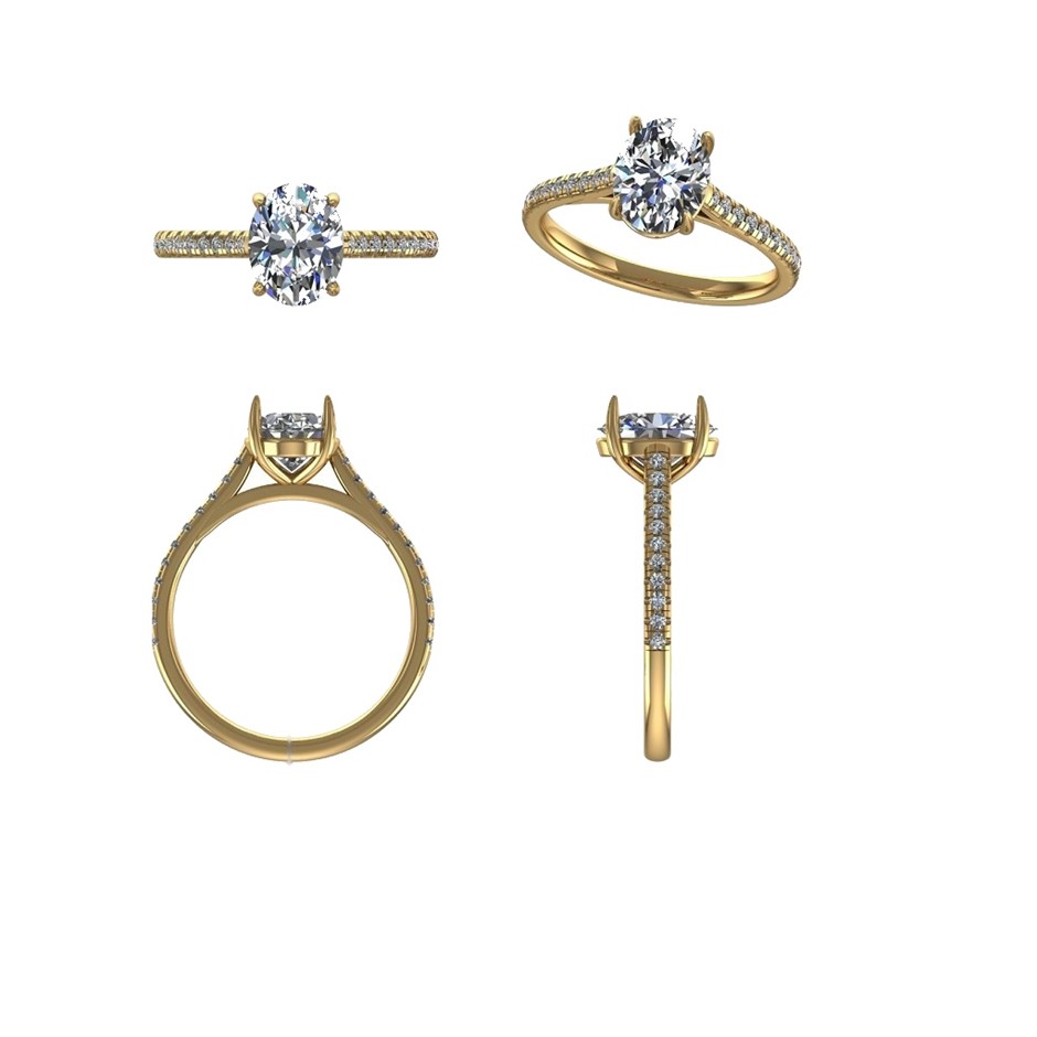 18k Yellow Gold 3ct Lab Diamond Engagement Ring