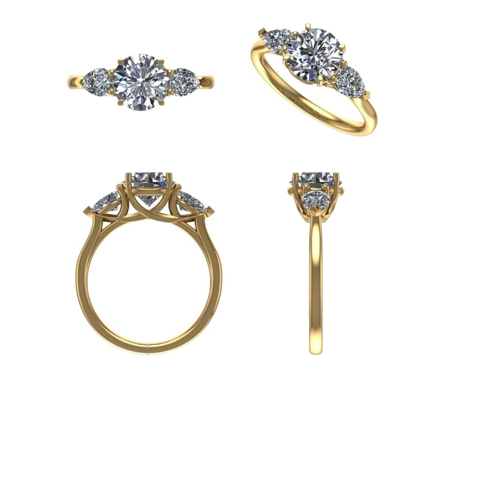 18k Yellow Gold 3ct Lab Diamond Engagement Ring
