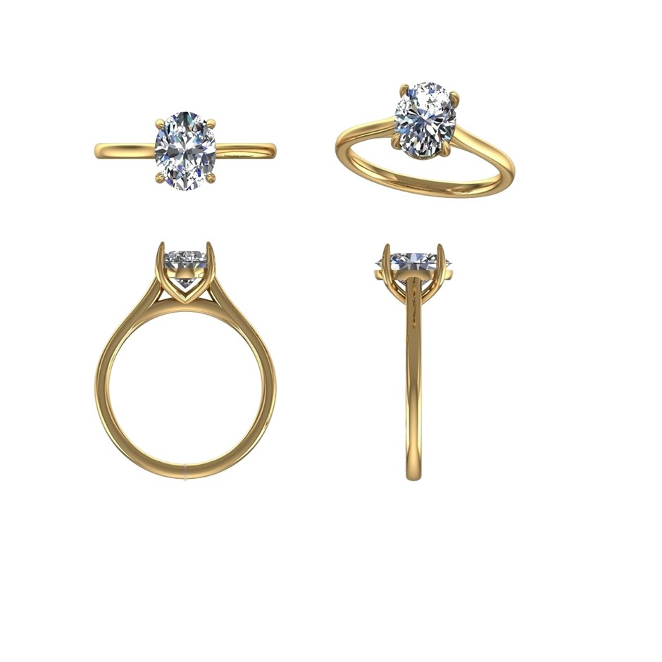 18k Yellow Gold 3ct Lab Diamond Engagement Ring