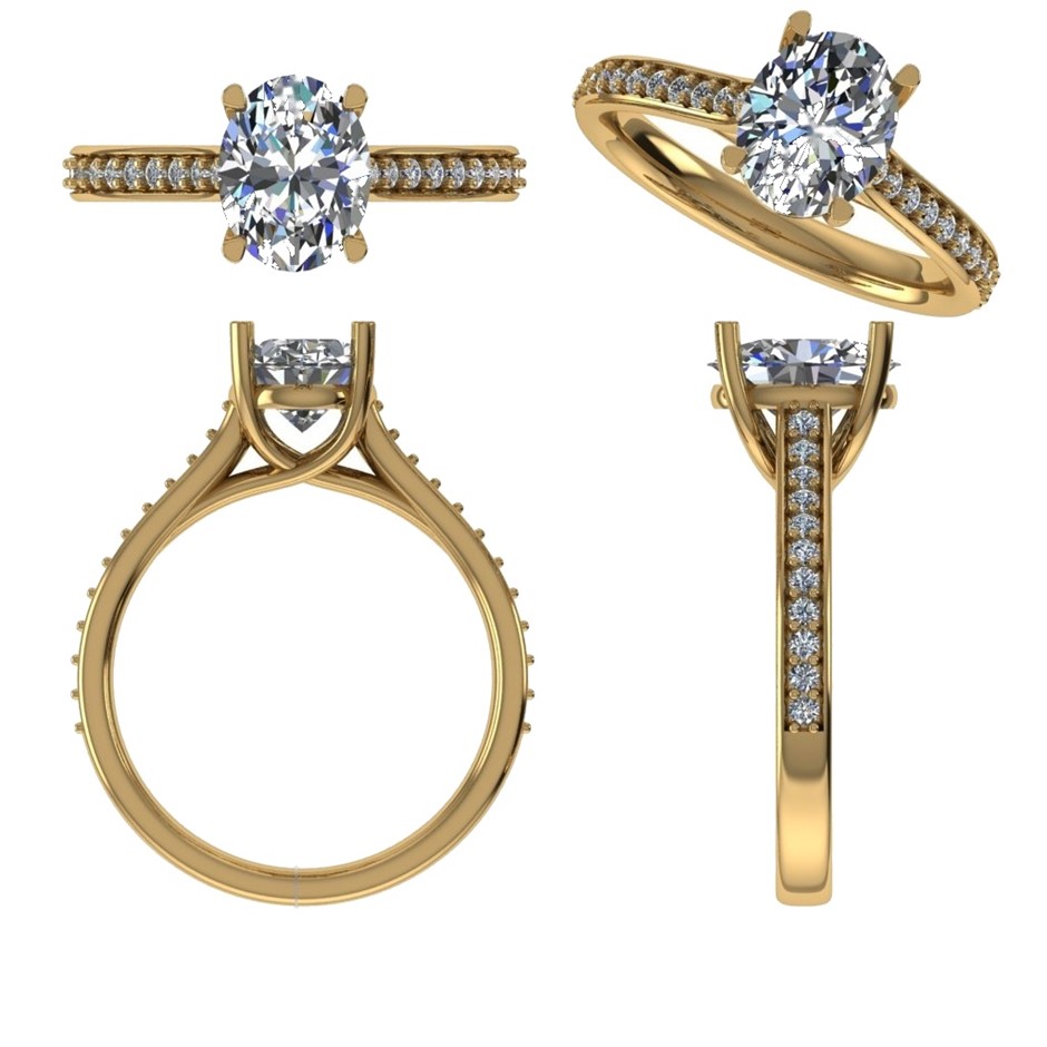 18k Yellow Gold 3ct Lab Diamond Engagement Ring