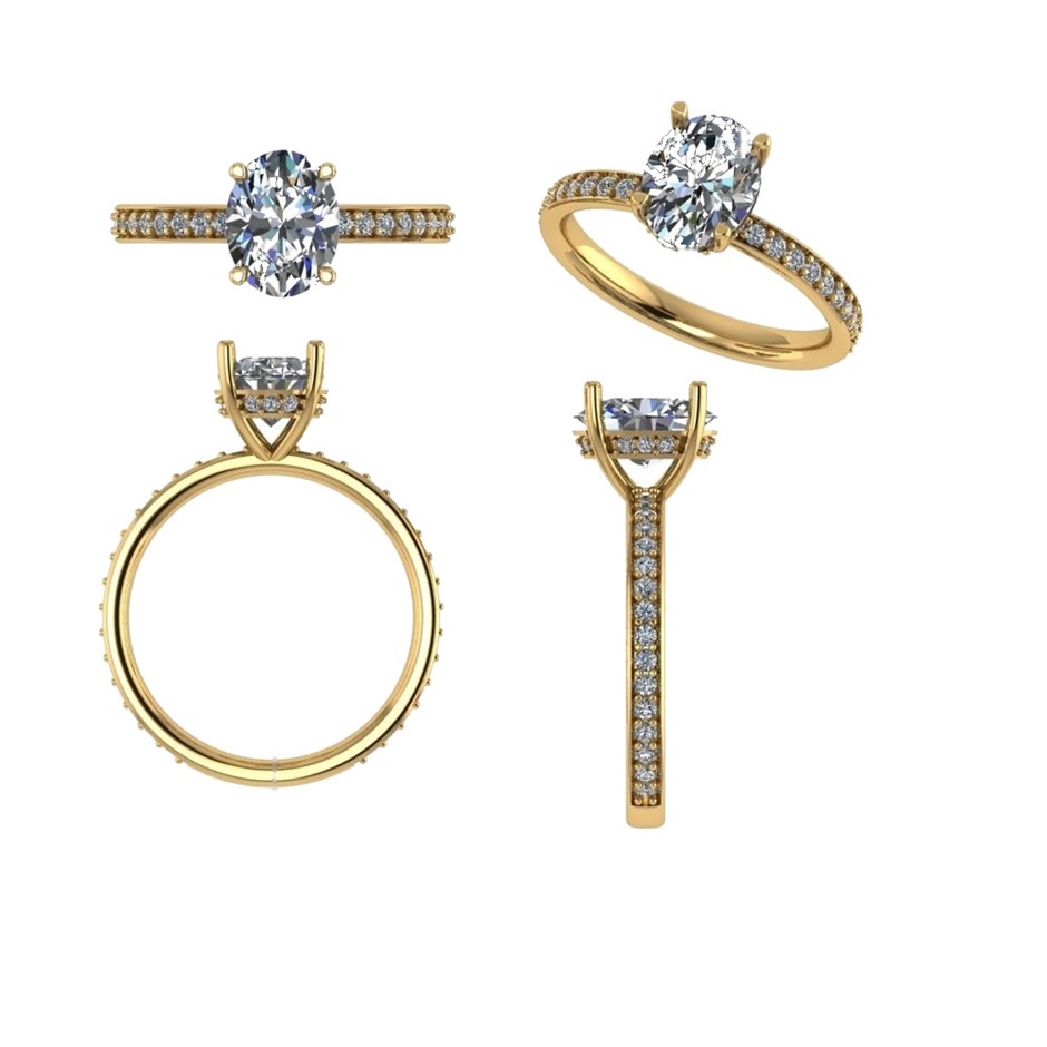18k Yellow Gold 3ct Lab Diamond Engagement Ring
