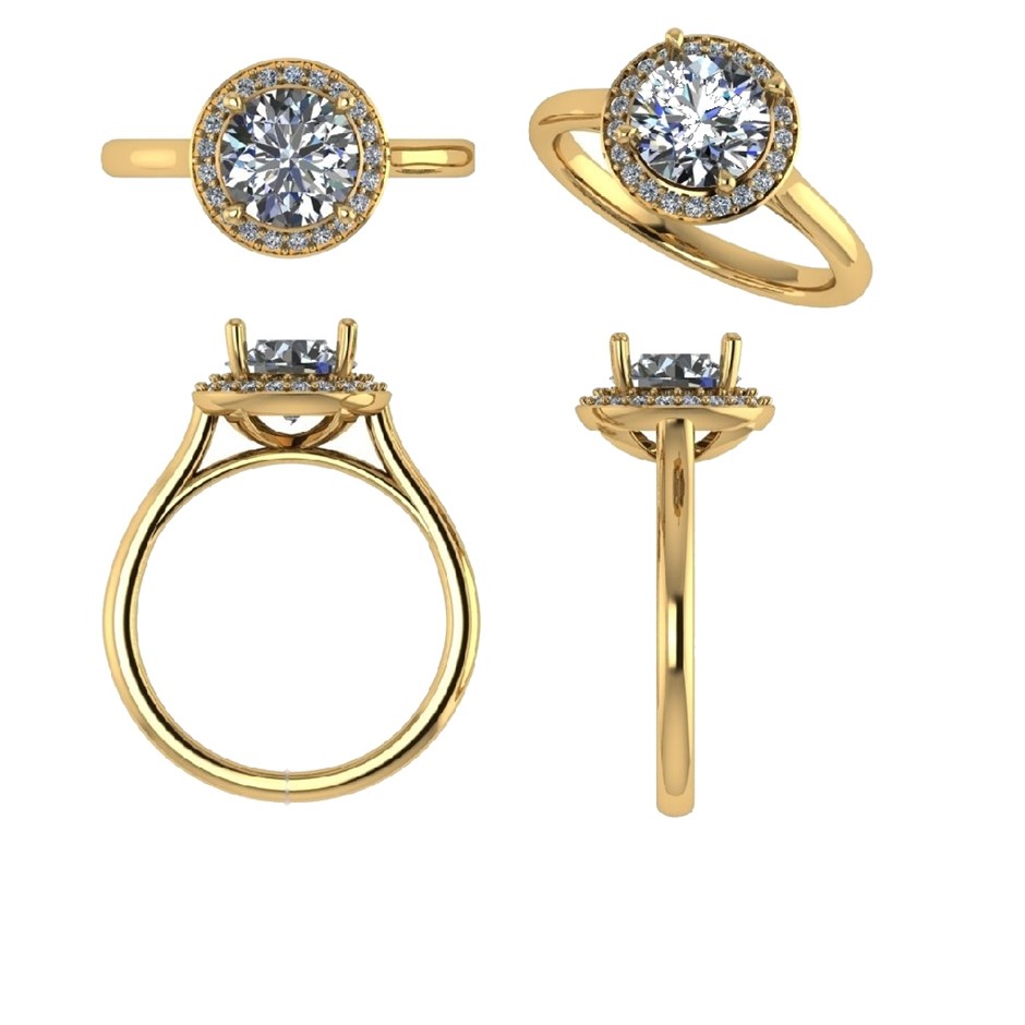 18k Yellow Gold 3ct Lab Diamond Engagement Ring