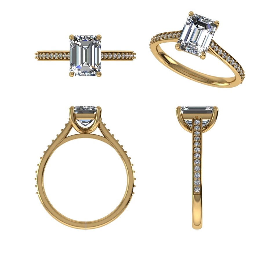 18k Yellow Gold 3ct Lab Diamond Engagement Ring