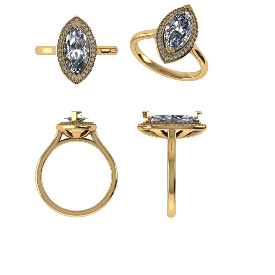 18k Yellow Gold 3ct Lab Diamond Engagement Ring