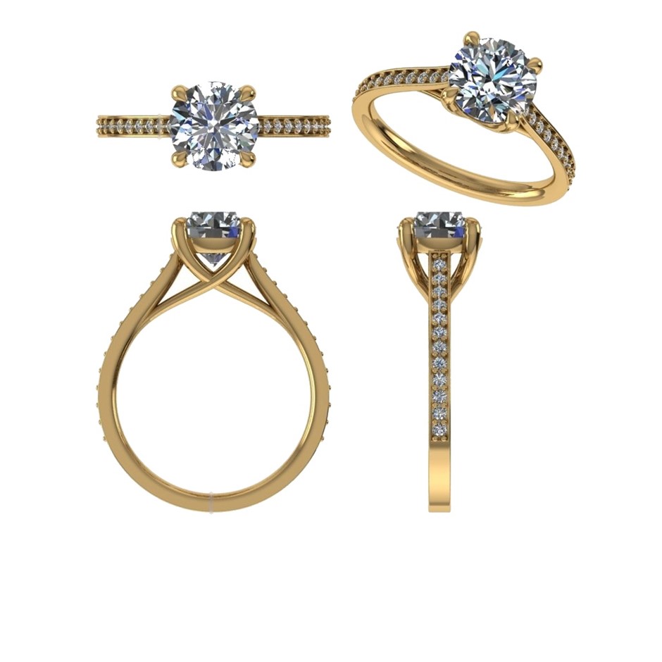 18k Yellow Gold 3ct Lab Diamond Engagement Ring