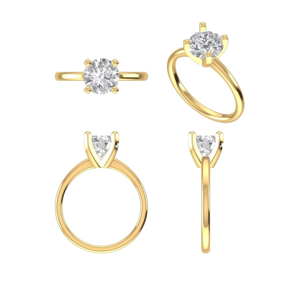 18k Yellow Gold 3ct Lab Diamond Engagement Ring