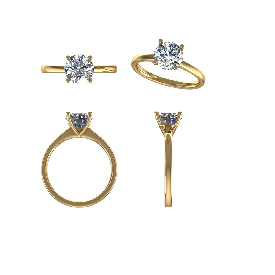 18k Yellow Gold 4ct Lab Diamond Engagement Ring