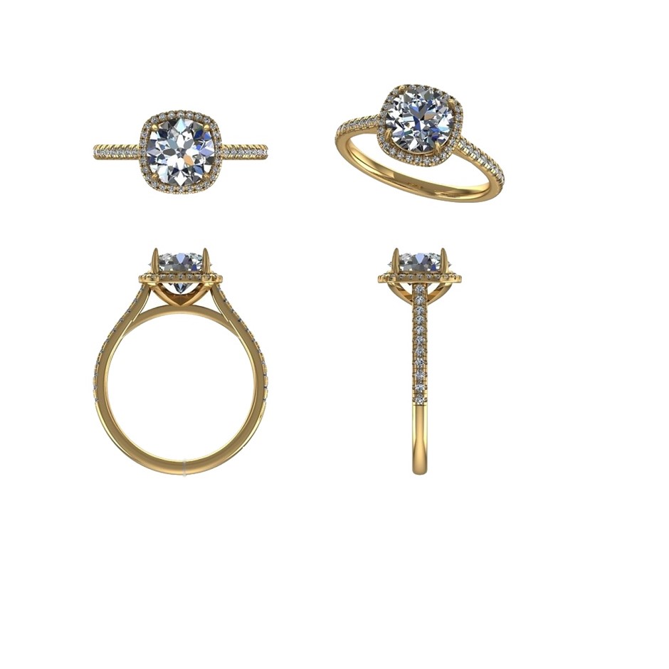 18k Yellow Gold 4ct Lab Diamond Engagement Ring