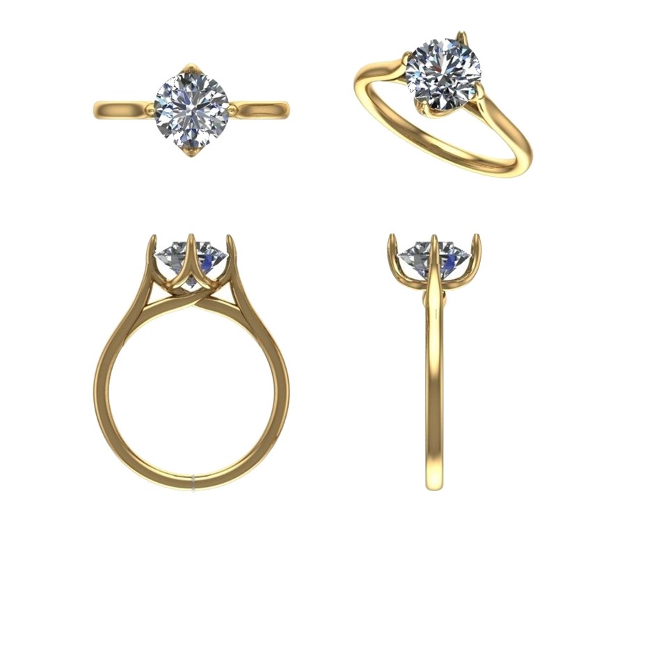 18k Yellow Gold 4ct Lab Diamond Engagement Ring