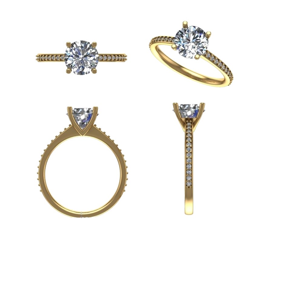 18k Yellow Gold 4ct Lab Diamond Engagement Ring