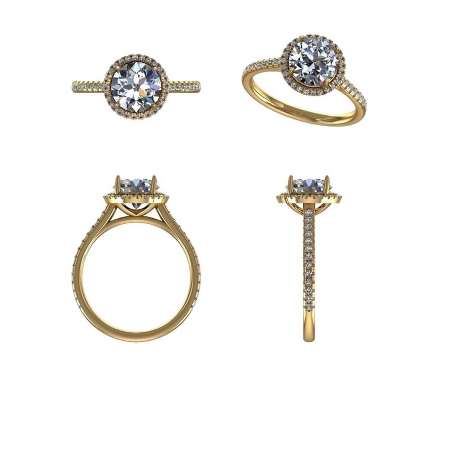 18k Yellow Gold 4ct Lab Diamond Engagement Ring