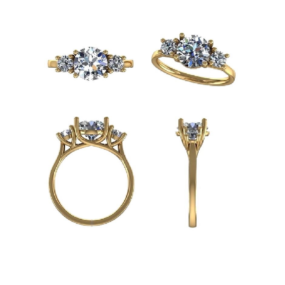 18k Yellow Gold 4ct Lab Diamond Engagement Ring
